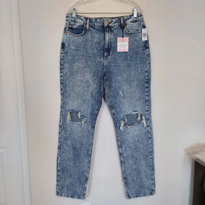 AVEC LES FILLES Workshop Blue Wash High Rise Distressed Jeans Size 32 NWT